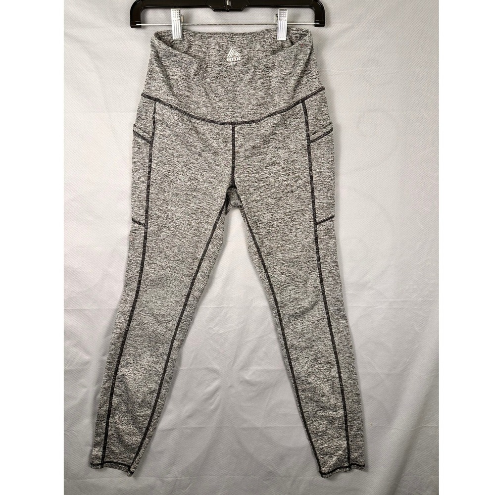 RBX Women's Gray Speckl High Waist Athletic Leggings Pockets S/P Squat Proof